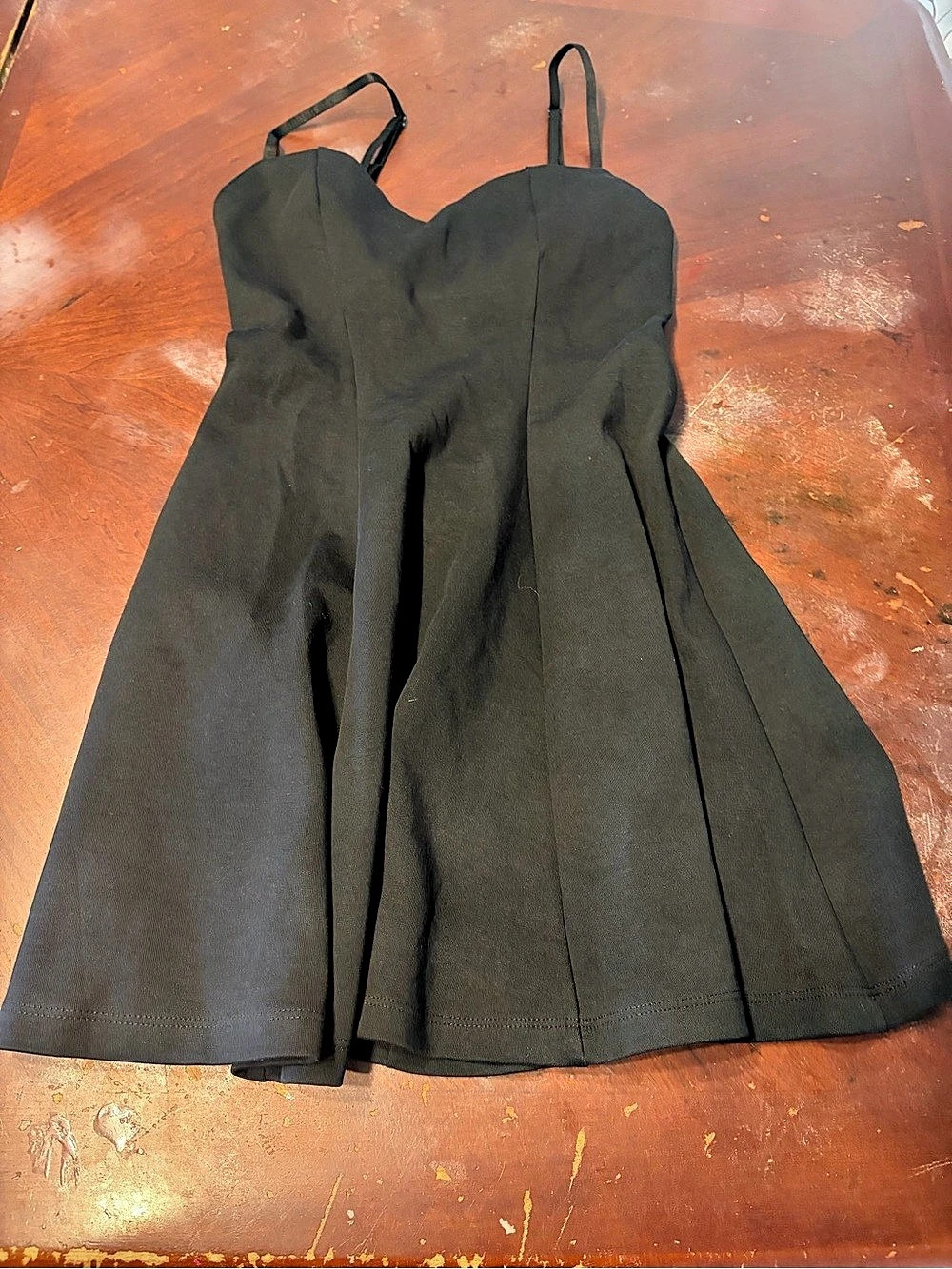 Zara Sweetheart Neckline Skater Dress Black Mini